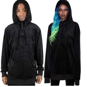 Killstar ‘Fester’ Black Velour Unisex Hooded Sweatshirt